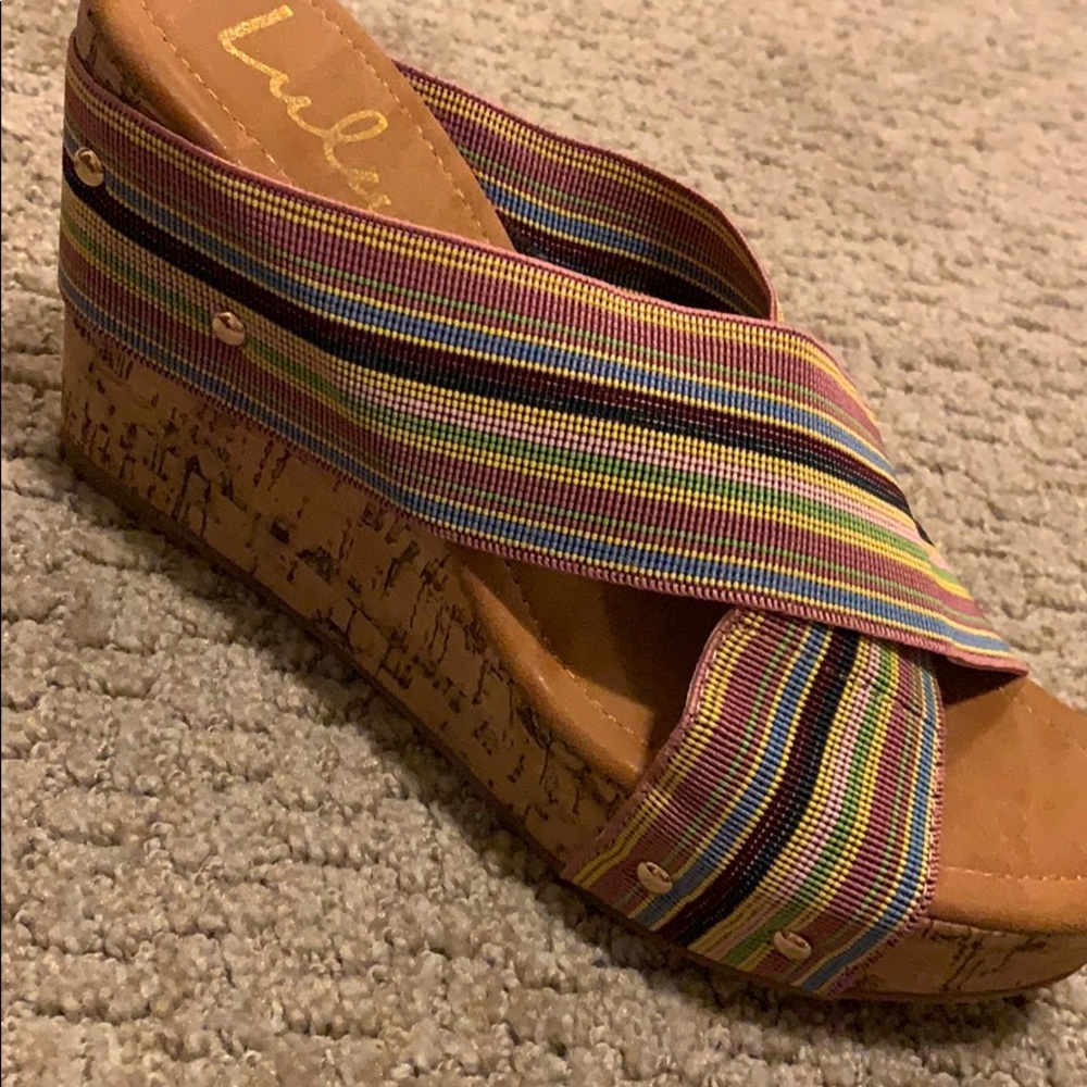 Rainbow wedge heels